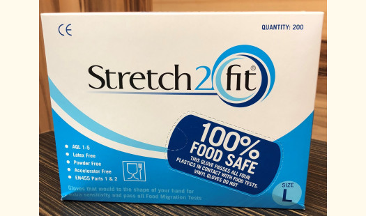 Stretch2Fit Latex-Free Unpowdered Gloves - Large Blue - 200 Pack